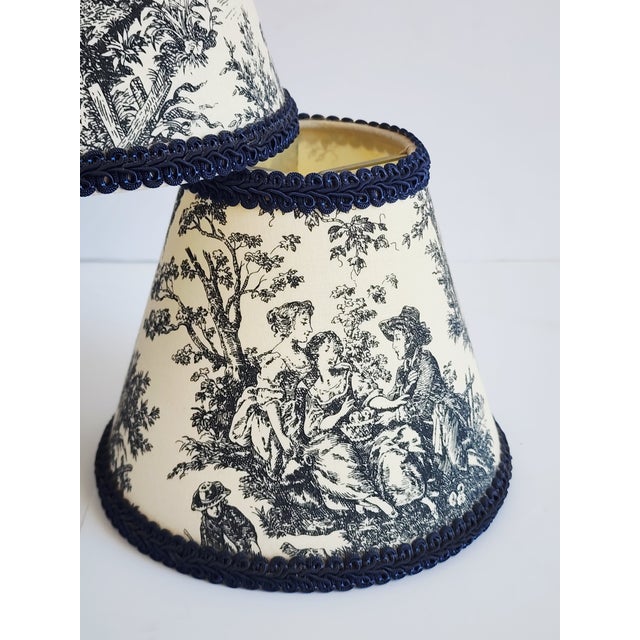 Black French Toile Black and White Chandelier Shades - Set of 5 For Sale - Image 8 of 12