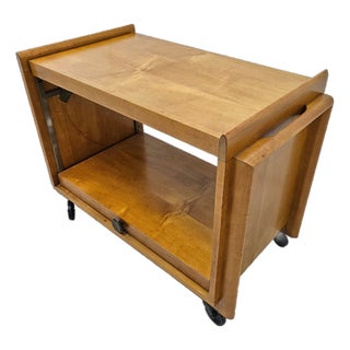 1950s Expandable Bar Cart Attributed to John Keal for Brown Saltman, Maple For Sale