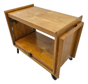 1950s Expandable Bar Cart Attributed to John Keal for Brown Saltman, Maple