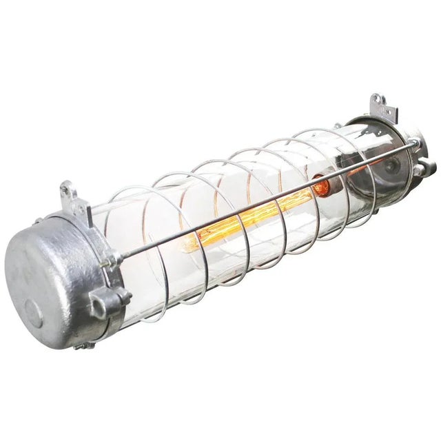 Industrial Industrial Cast Aluminum and Clear Glass Pendant Lamp For Sale - Image 3 of 8