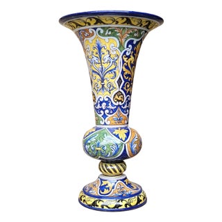 20th Century Funnel-Shaped Earthenware Vase from Nevers, 1890s For Sale