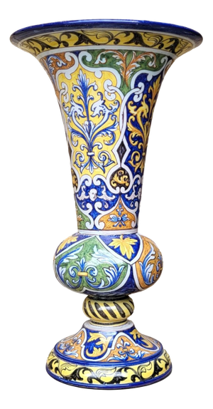 20th Century Funnel-Shaped Earthenware Vase from Nevers, 1890s