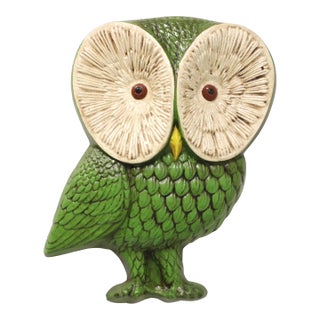 Mid 20th Century Large Ceramic Owl Wall Hanging For Sale