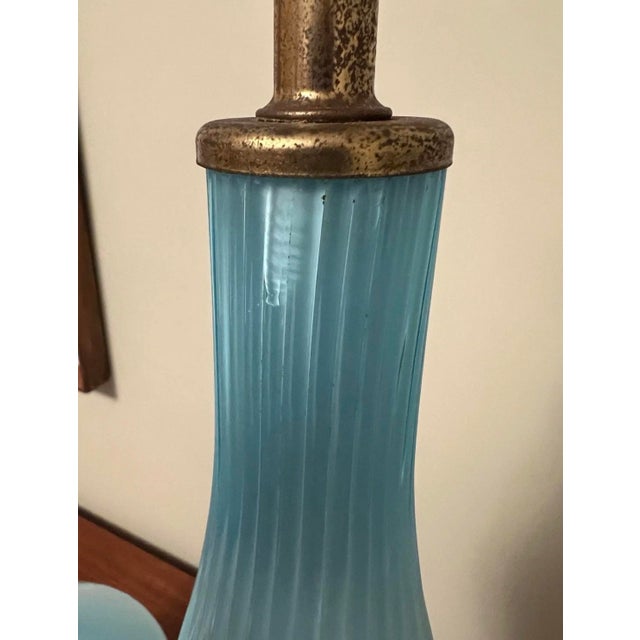 Vintage Murano Glass Lamps Barovier Taso Turquoise Blue Mid-Century Modern 1950s-60s For Sale - Image 10 of 12