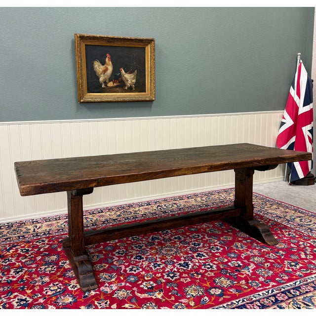 Antique French Country Farm Dining Table Farmhouse Trestle Base Oak Early 19th C For Sale - Image 10 of 18