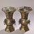 Metal Pair of Vintage Bronze Vases With Gold Inlay - Archaic Style Gu Vessels For Sale - Image 7 of 10