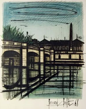 Bernard Buffet, "Place De La Concorde," Lithograph