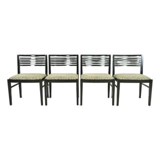Knoll Postmodern Black Lacquered Ricchio Dining Chairs, Set of Four For Sale