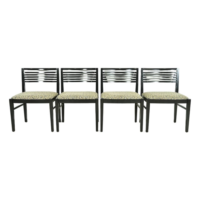 Knoll Postmodern Black Lacquered Ricchio Dining Chairs, Set of Four For Sale