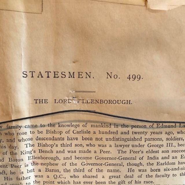 Wood Late 19th Century Vanity Fair Statesman Series Lord Ellenborough Caricature, Framed, #122 For Sale - Image 7 of 8