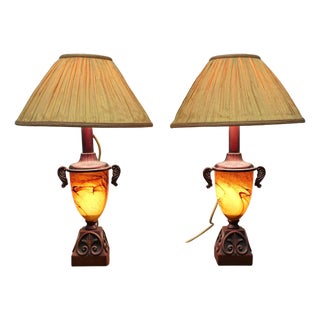 Vintage Glass Table Lamps, 1970, Set of 2 For Sale