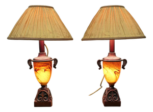 Vintage Glass Table Lamps, 1970, Set of 2