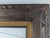 Large Vintage Arts & Crafts Hand-Carved Dark Brown Wood Frame With Linen Liner For Sale - Image 4 of 11