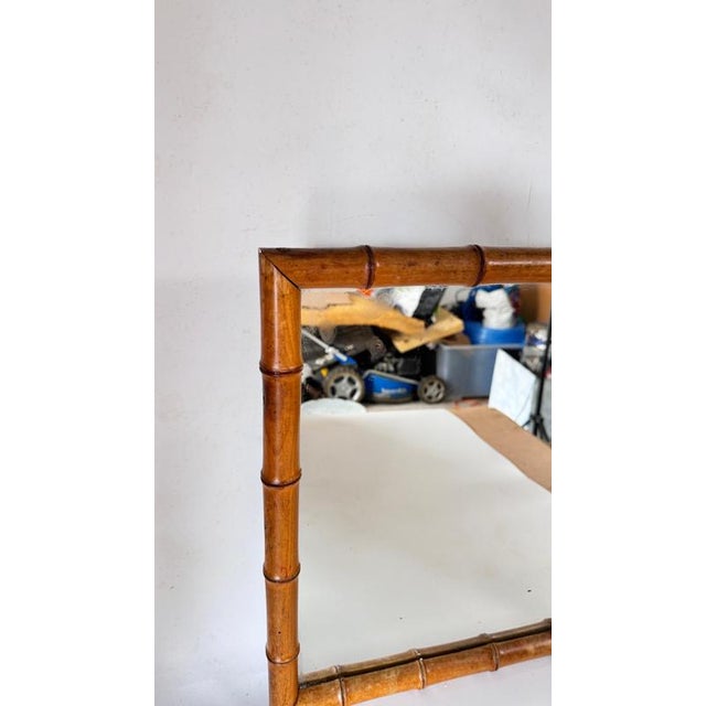 Vintage French Riviera Faux Bamboo Mirror, 1940s For Sale - Image 6 of 11
