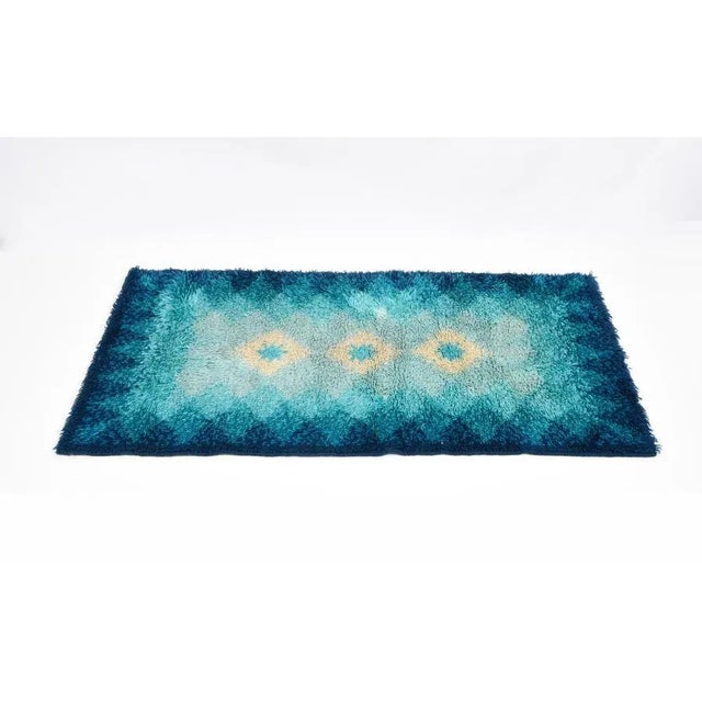 Mid-Century Modern Mid-Century Italian Blue and White Virgin Wool Rug from Samit Borgosesia, 1970s For Sale - Image 3 of 8