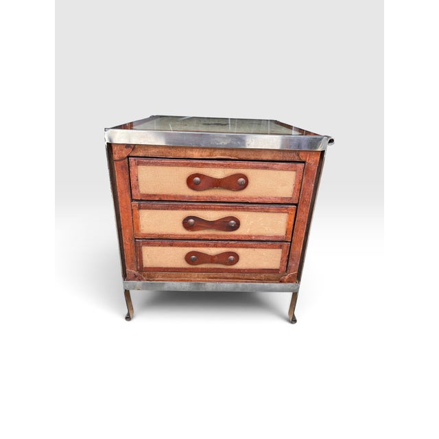 Campaign 1990s Charleston Polo Campaign Style Three-Drawer Side Table With Glass Top. For Sale - Image 3 of 11