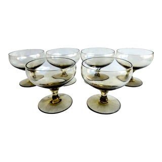 Mid 20th Century Russell Wright for Morgantown Chartreuse Champagne Glasses, Set of 6 For Sale