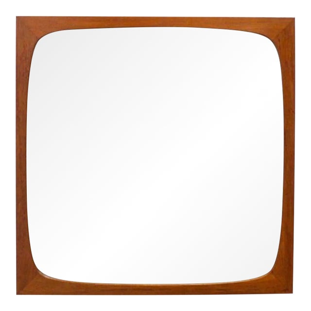 Mid-Century Danish Modern Clark Eaton Teak Bevelled Wall Mirror For Sale