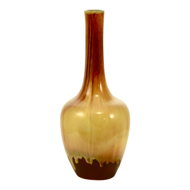 Mid-Century Drip Glaze 12” Vase For Sale