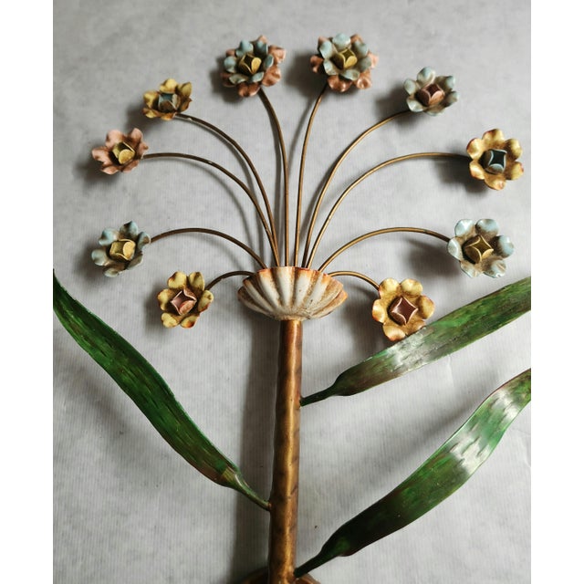 Hand-Forged and Hand-Painted Florentine Wall Light, 1950s For Sale - Image 15 of 18