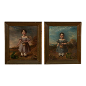 Pair of Antique English Portraits of the Binns Sisters