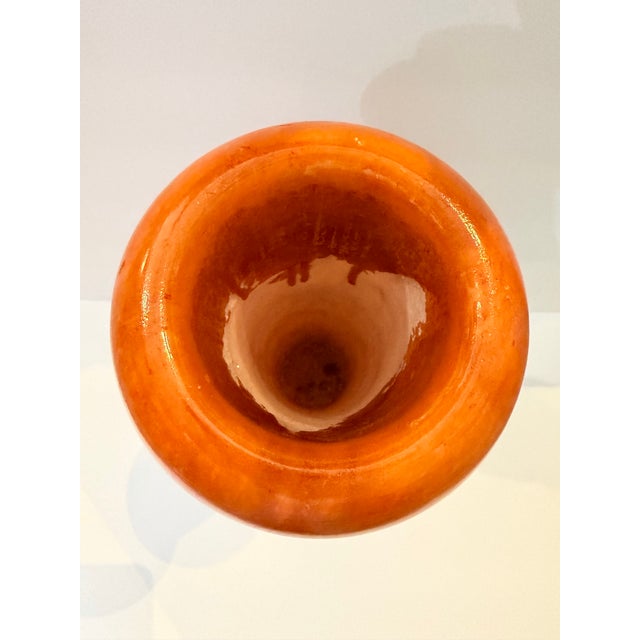 Ceramic Mid-Century Orange Lava Glaze Stoneware Vessel For Sale - Image 7 of 8