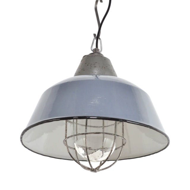 Vintage Enamel Pendant Lamp, 1950s For Sale