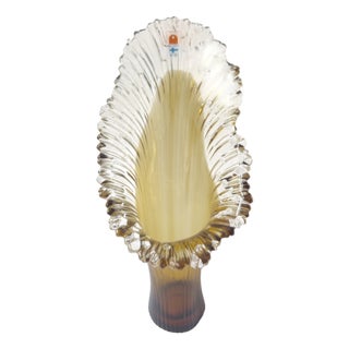 Large Scandinavian Sculptural Art Glass Vase by Tauno Wirkkala for Humppila, 1970s For Sale