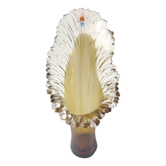 Large Scandinavian Sculptural Art Glass Vase by Tauno Wirkkala for Humppila, 1970s For Sale