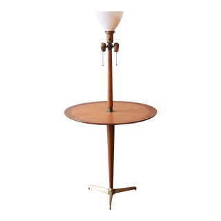 Rewired 1940s Edward Wormley Snack Table/Floor Lamp for Dunbar For Sale