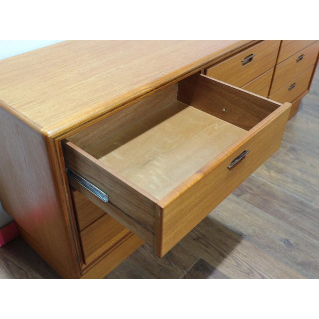 Brown Mid Century Modern Vintage Teak Dresser Bank of Drawers Chest For Sale - Image 8 of 15