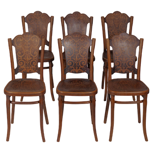 Dining Chairs with Flower Decor Pattern from Thonet, Austria, 1913, Set of 6