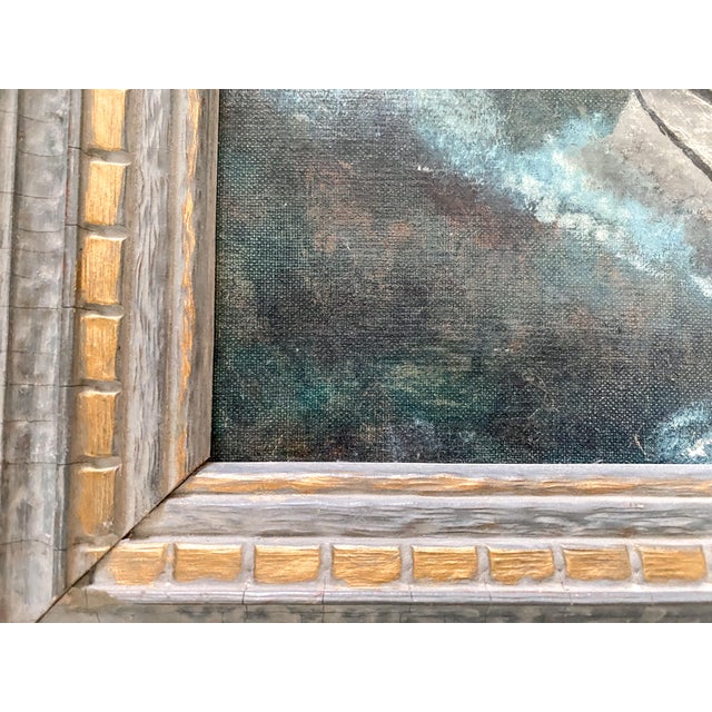 Early 20th Century Framed Sailboat Painting Early 20th Century With Sailor in Waves Storm Scene Nautical For Sale - Image 5 of 7