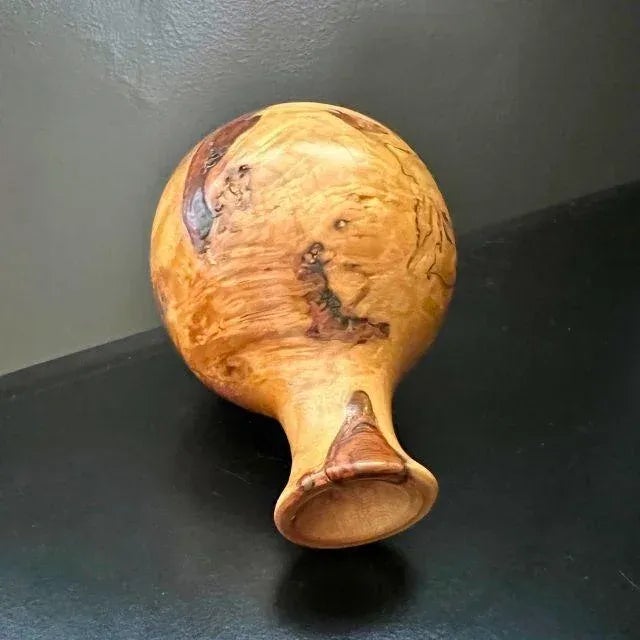 Chestnut 1990s Hand-Crafted Burlwood Vase, Artist Signed and Dated For Sale - Image 8 of 11