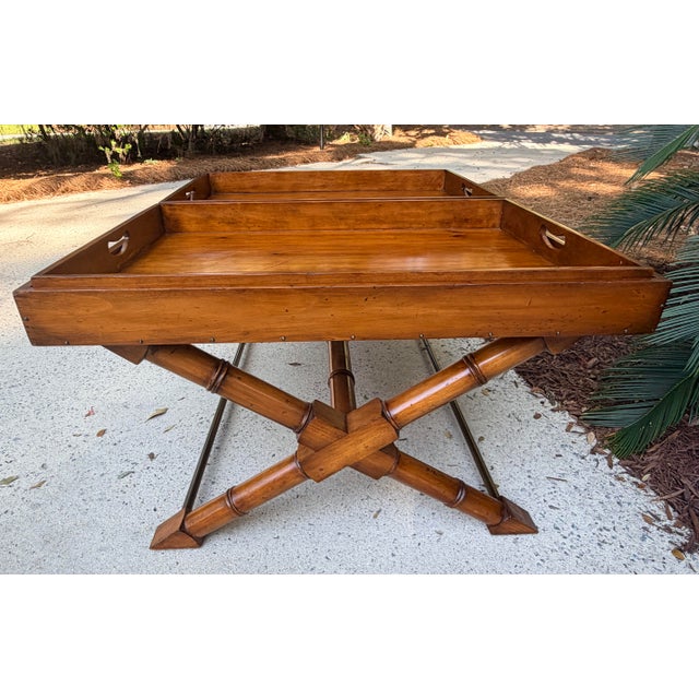 1990s Ralph Lauren Rustic Double Tray Top Coffee Table For Sale - Image 5 of 11