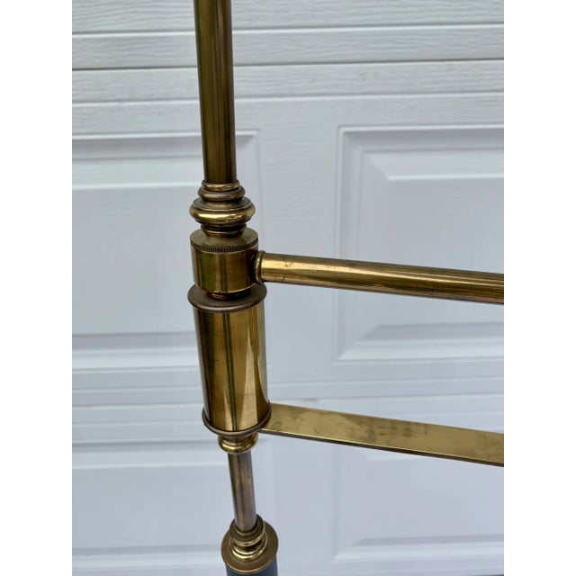 Metal Vintage 1940s Brass and Dark Green Candlestick Floor Lamp With Shade For Sale - Image 7 of 10