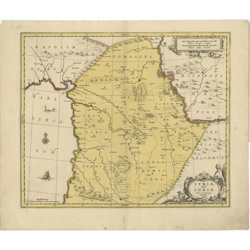 Hand-Colored Engraved Map of Syria from Valk & Schenk, Amsterdam, 1700 For Sale - Image 11 of 11