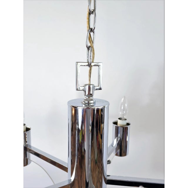 Vintage Mid-Centuy Chrome and Lucite Chandelier For Sale - Image 11 of 13