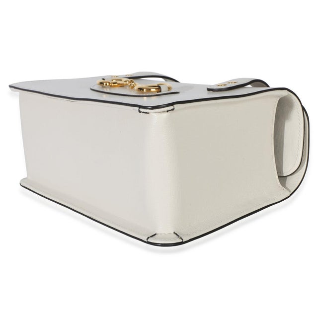 Animal Skin Mystic White Calfskin Small Horsebit 1955 Foldover Top Handle Bag For Sale - Image 7 of 8