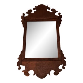 Antique American Chippendale Style Butler's Mirror, Carved Wood Frame, Older Glass For Sale