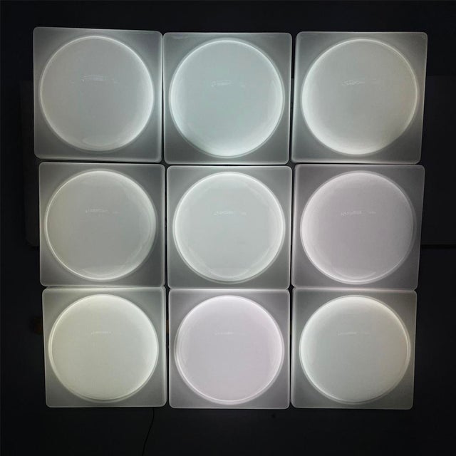 Italian modern wall lamp in white plastic for l. & g. Pancaldi, 1980s set of nine wall lamps with a semi-spherical...