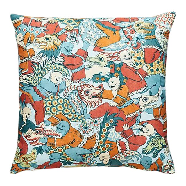 The House of Scalamandré Dragon Dance Pillow, Multi For Sale