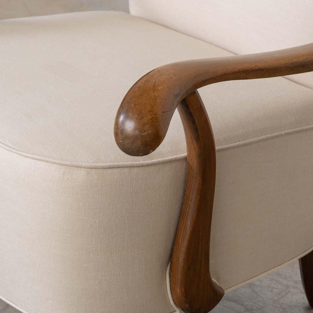 1930s French Linen Armchair For Sale - Image 10 of 13