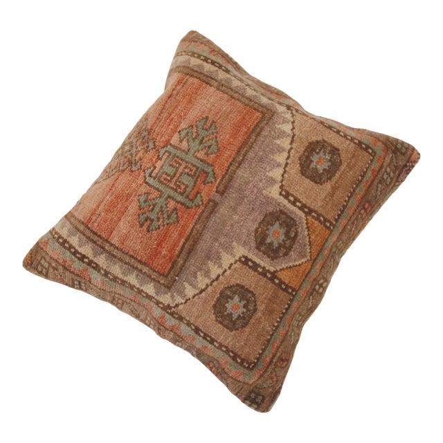 Contemporary Bohemian Decorative Vintage Rug Pillow Cover For Sale