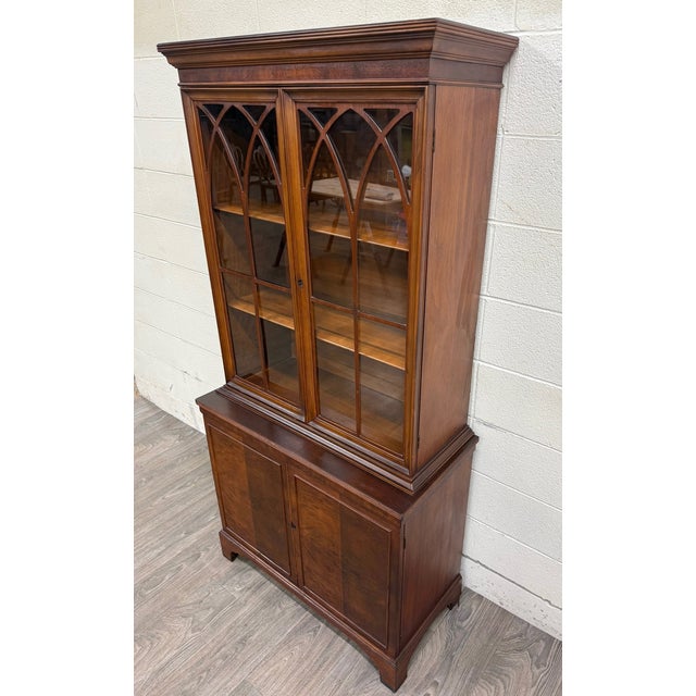 Vintage Georgian Style Mahogany Bookcase Cabinet China Cabinet For Sale - Image 4 of 15