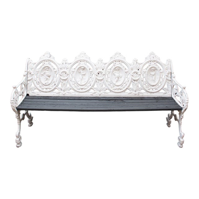 Mid 20th Century Cast Aluminum Four-Seat Garden Bench For Sale