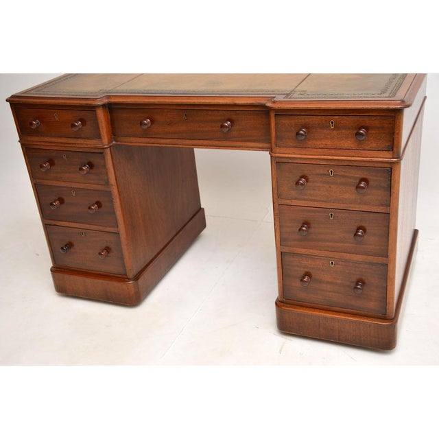 Victorian Leather Top Pedestal Desk, 1860s For Sale - Image 9 of 10