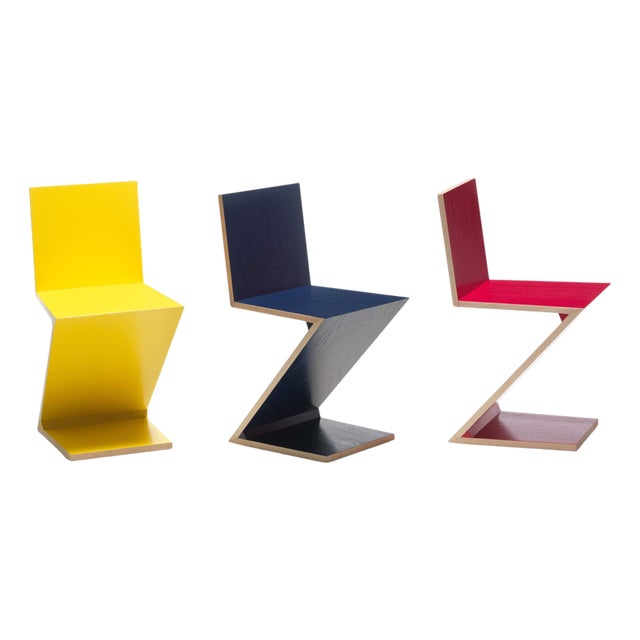 Zig Zag Chair by Gerrit Thomas Rietveld for Cassina, Set of 3 For Sale