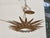 Mid-Century Modern Mid 20th Century Spanish Gilt Metal Sunburst Chandelier with Frosted Glass For Sale - Image 3 of 11