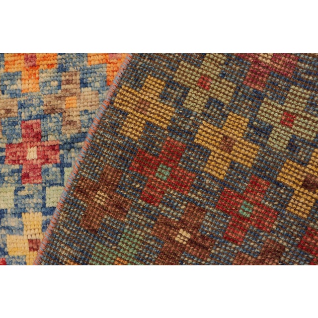 Shabby Chic Balochi Blue/Red Wool Rug - 3'4''x5'1'' For Sale - Image 9 of 11